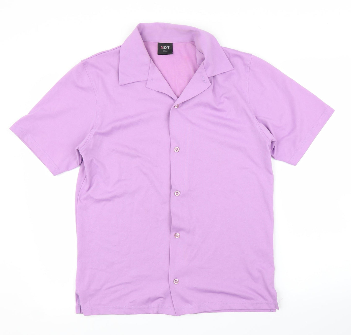 Mens UK Size S NEXT Purple  Button-Up Short Sleeve Casual Shirt