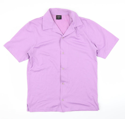 Mens UK Size S NEXT Purple  Button-Up Short Sleeve Casual Shirt