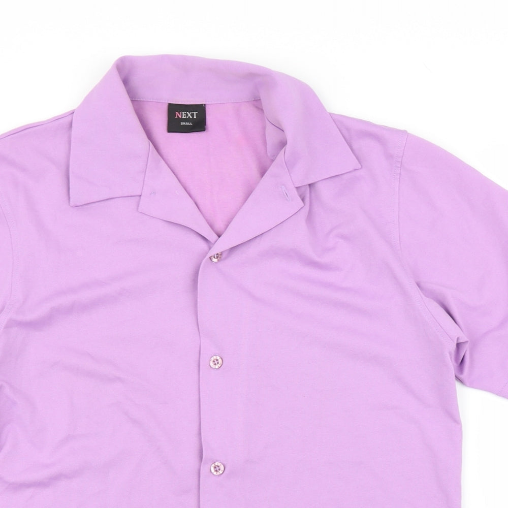 Mens UK Size S NEXT Purple  Button-Up Short Sleeve Casual Shirt