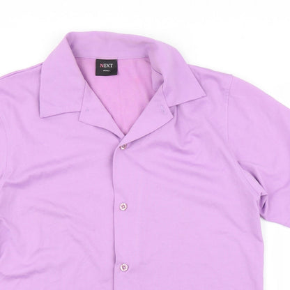 Mens UK Size S NEXT Purple  Button-Up Short Sleeve Casual Shirt