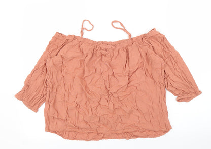Womens UK Size 10 New Look Orange Basic Blouse