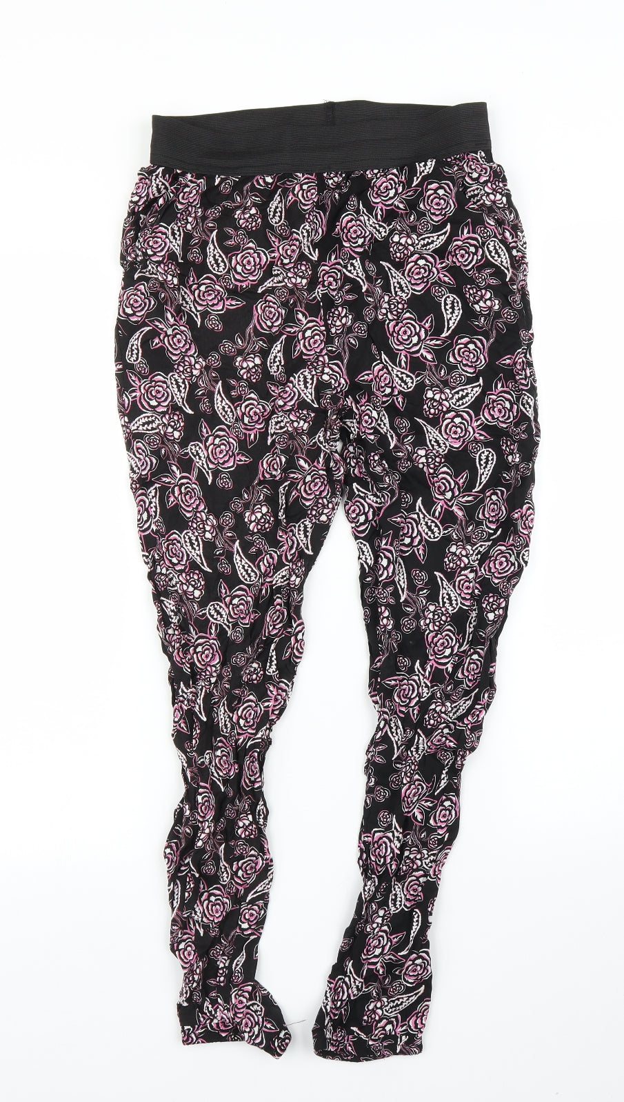 Select Womens Black Floral  Bloomer Trousers Size 10 L25 in
