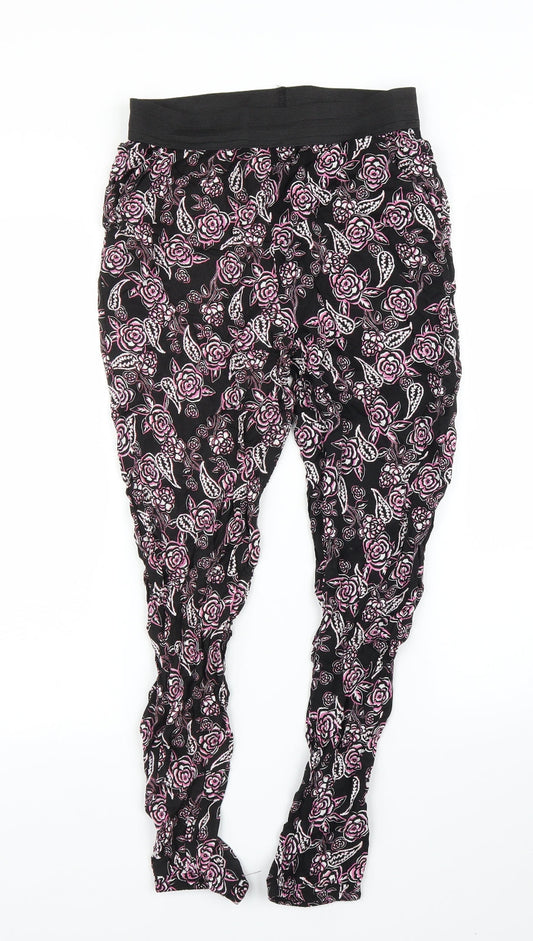Select Womens Black Floral  Bloomer Trousers Size 10 L25 in