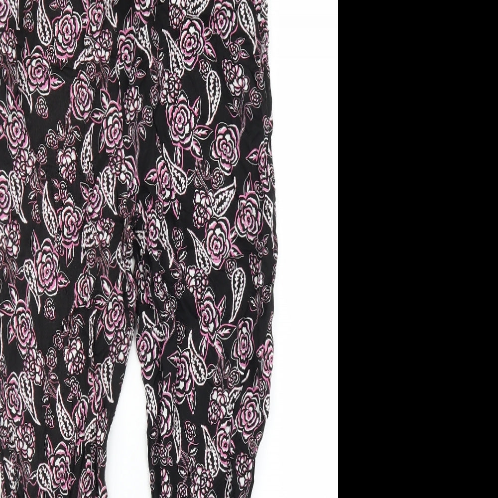 Select Womens Black Floral  Bloomer Trousers Size 10 L25 in