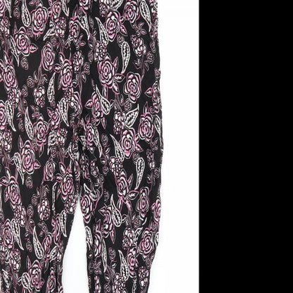 Select Womens Black Floral  Bloomer Trousers Size 10 L25 in