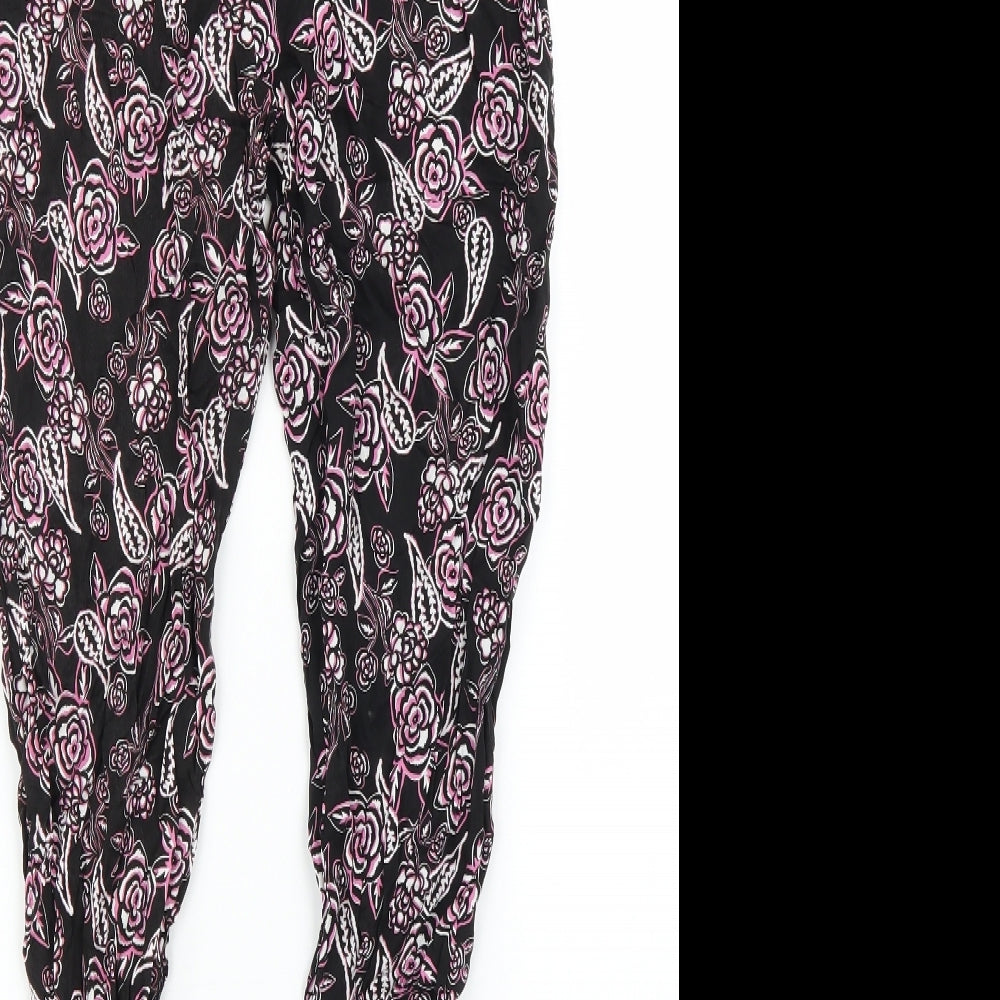 Select Womens Black Floral  Bloomer Trousers Size 10 L25 in