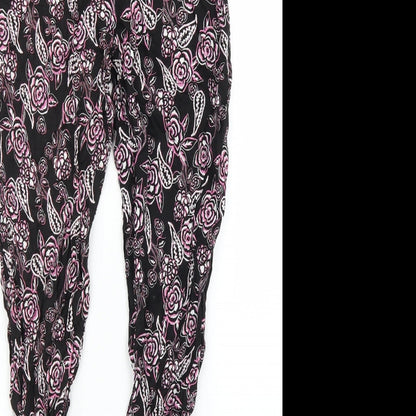 Select Womens Black Floral  Bloomer Trousers Size 10 L25 in