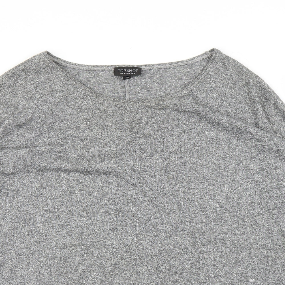 Womens UK Size 10 Topshop Grey Basic T-Shirt