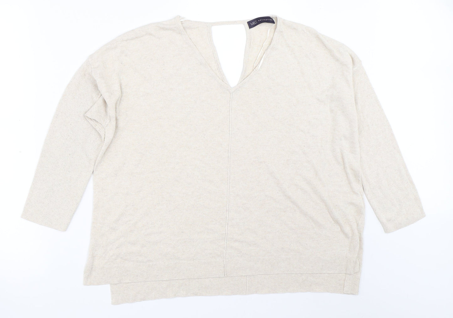 Womens UK Size 16 Marks and Spencer Beige Pullover Jumper