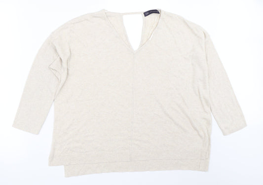 Womens UK Size 16 Marks and Spencer Beige Pullover Jumper