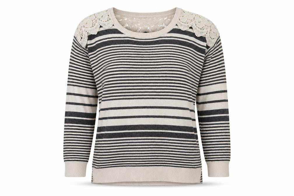 Hippie Rose Womens Beige Striped  Pullover Jumper Size M