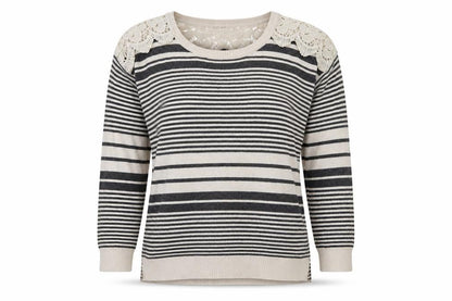 Hippie Rose Womens Beige Striped  Pullover Jumper Size M