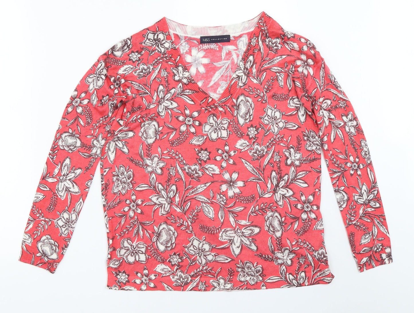 Womens UK Size S Marks and Spencer Red Pullover Jumper