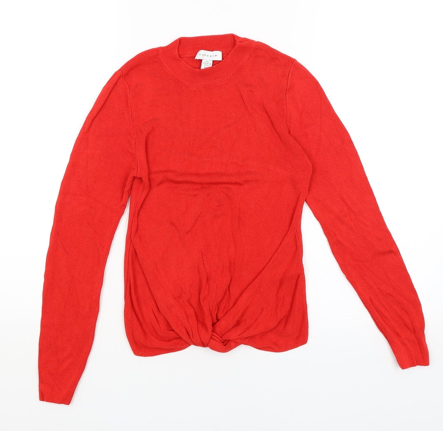 Womens UK Size S Topshop Red Basic T-Shirt