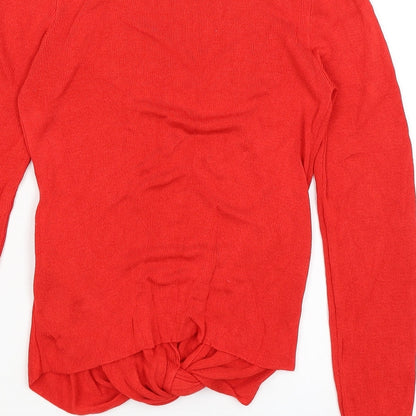 Womens UK Size S Topshop Red Basic T-Shirt