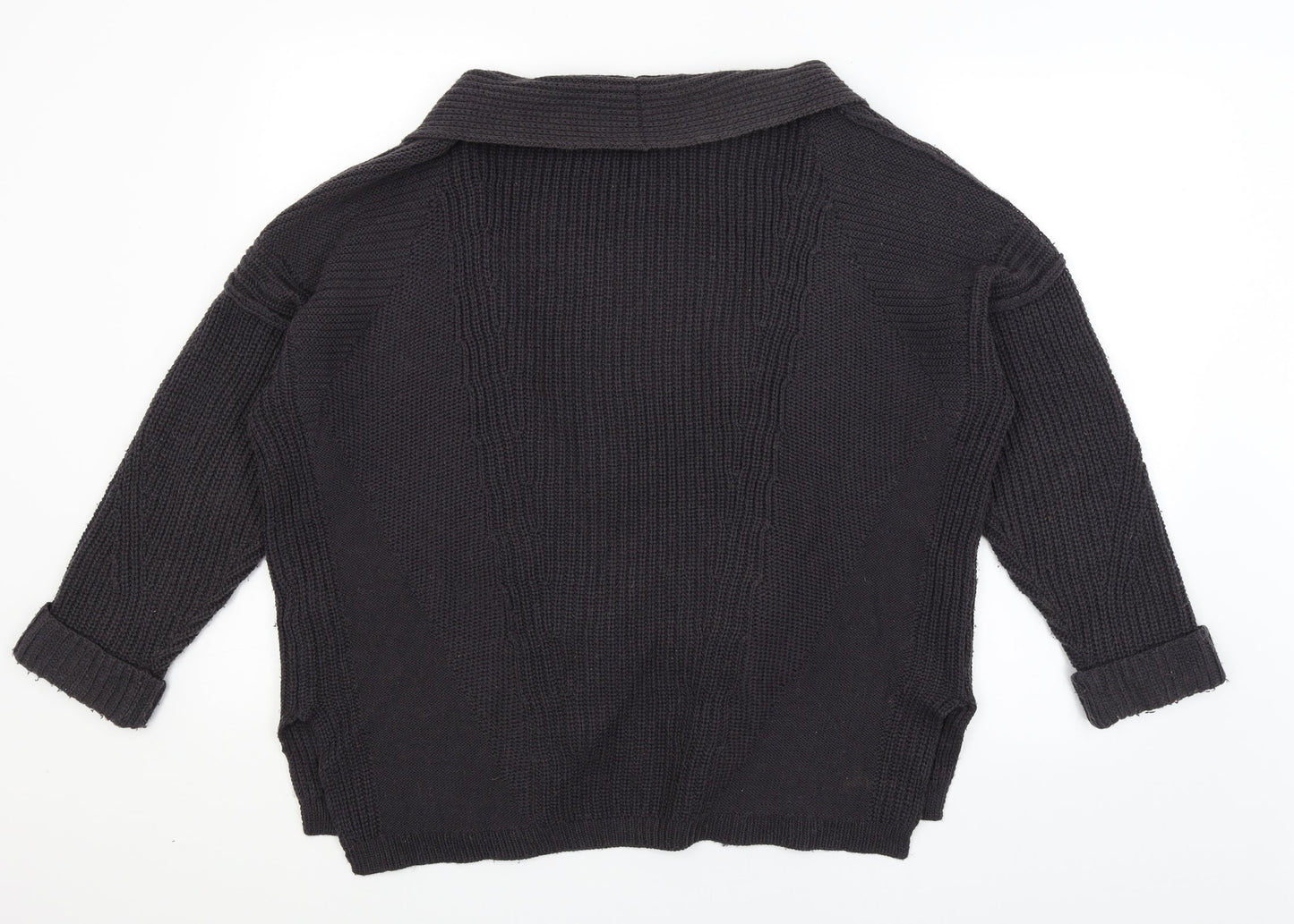 Womens UK Size 12 M&S Black Wrap Jumper