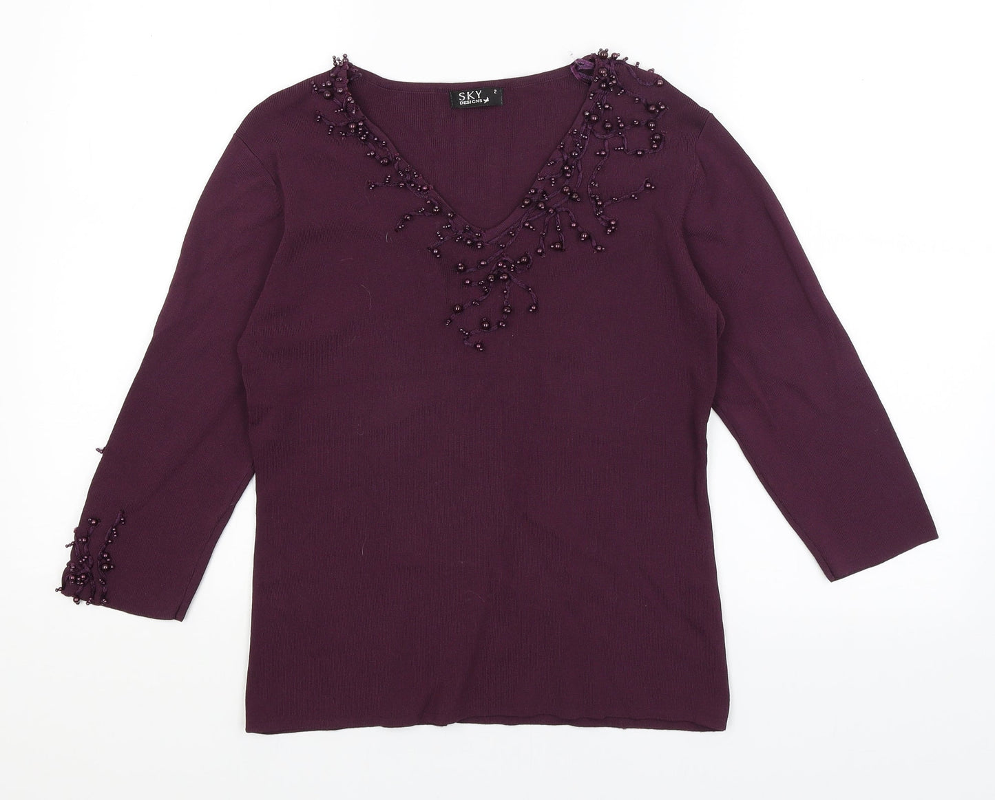 Womens UK Size 12 Sky Purple Basic T-Shirt