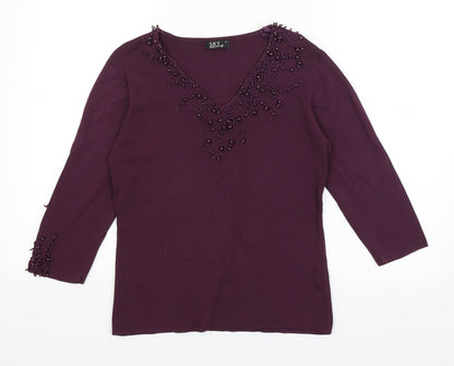 Womens UK Size 12 Sky Purple Basic T-Shirt