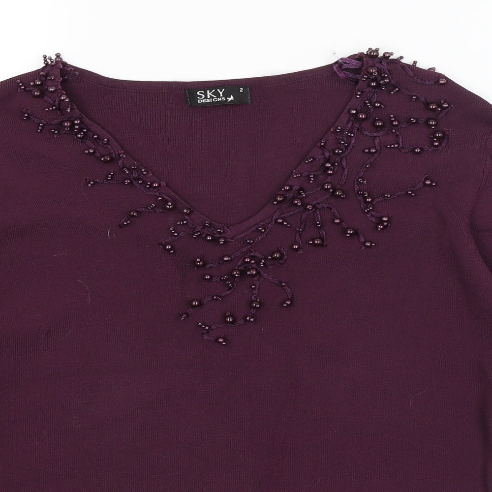 Womens UK Size 12 Sky Purple Basic T-Shirt