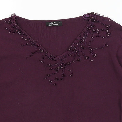 Womens UK Size 12 Sky Purple Basic T-Shirt