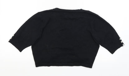 Womens UK Size M M&Co Black Wrap Jumper