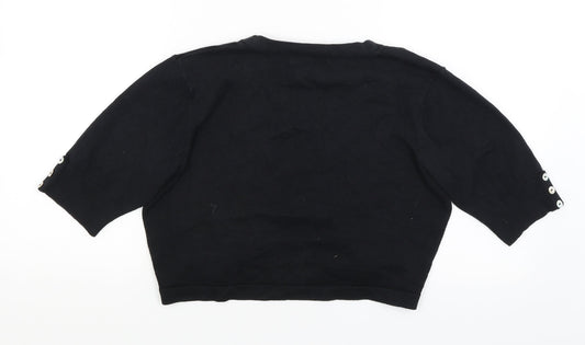 Womens UK Size M M&Co Black Wrap Jumper