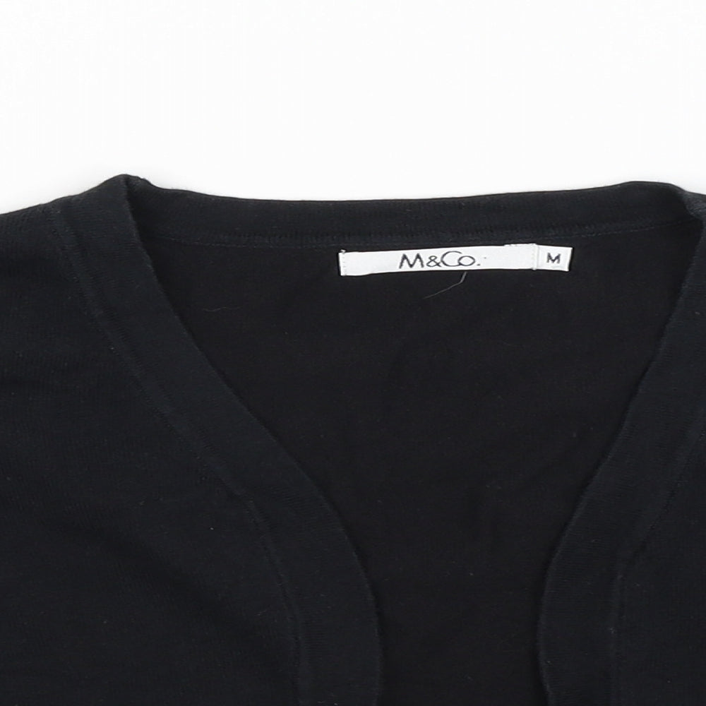 Womens UK Size M M&Co Black Wrap Jumper