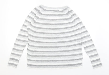 Gap Womens Grey Striped  Pullover Jumper Size M