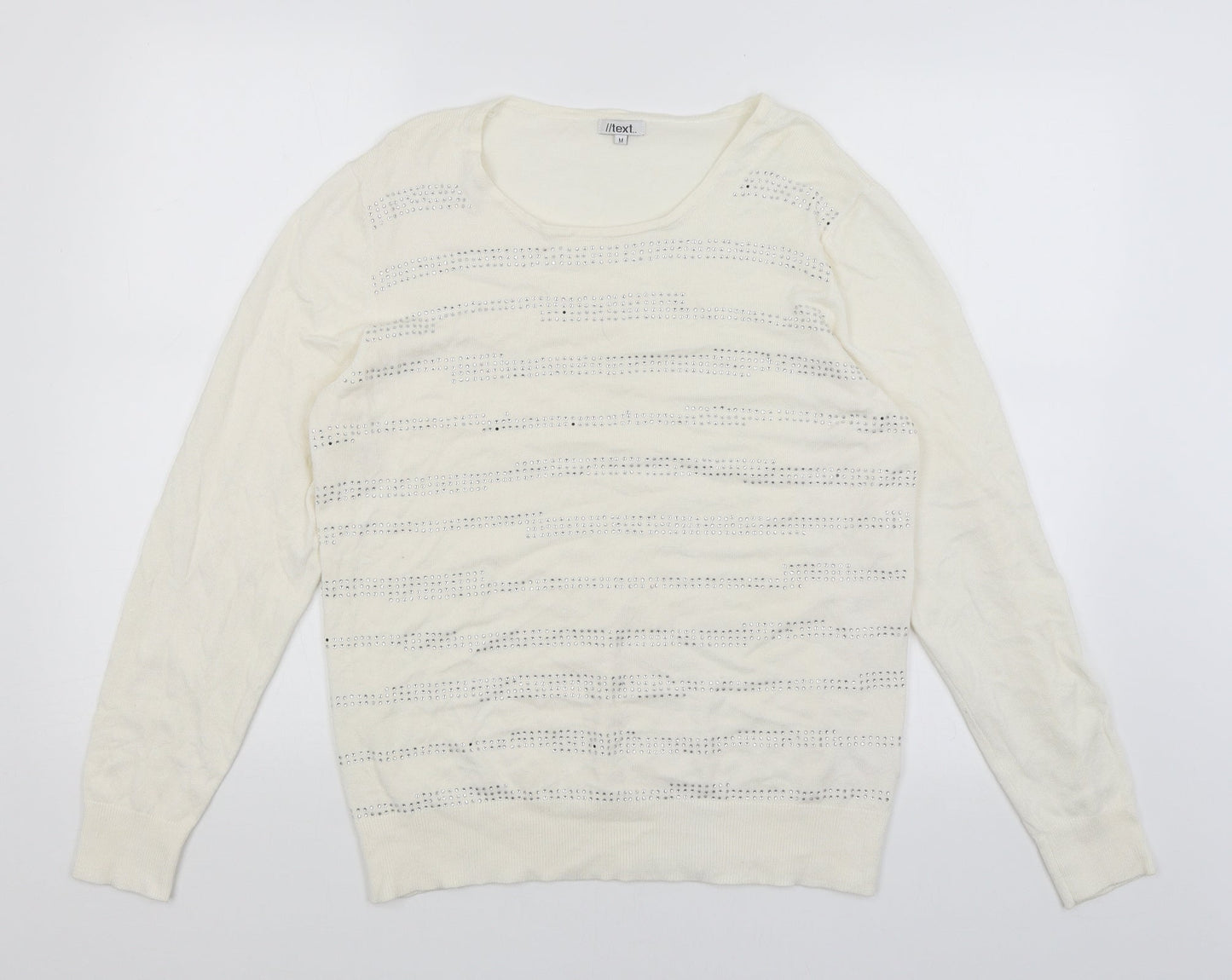 Womens UK Size M Text White Basic T-Shirt