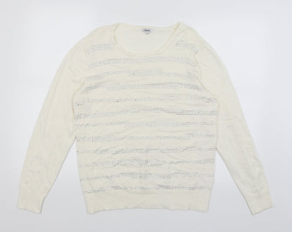 Womens UK Size M Text White Basic T-Shirt
