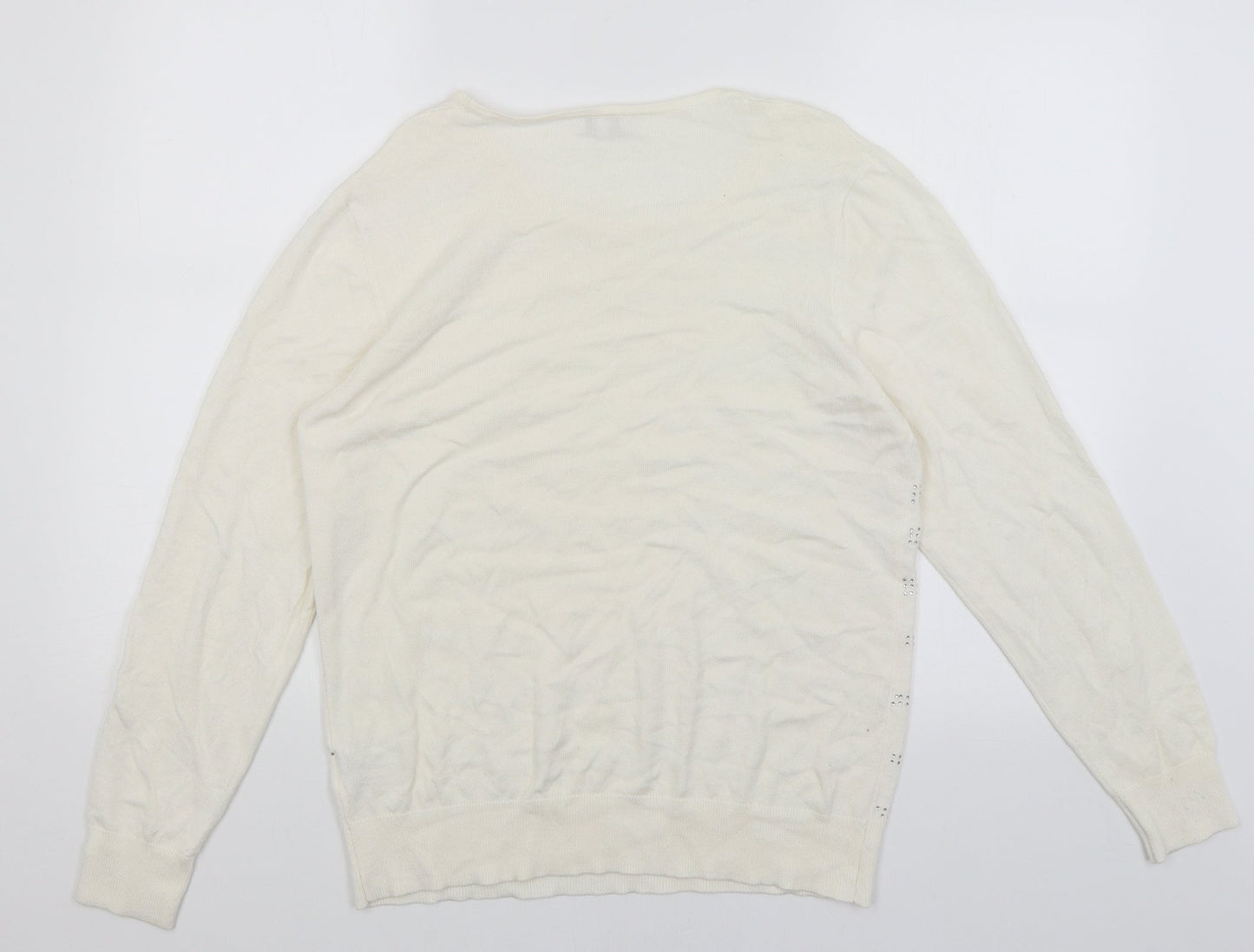 Womens UK Size M Text White Basic T-Shirt