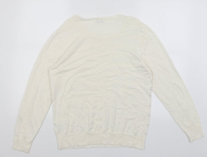 Womens UK Size M Text White Basic T-Shirt