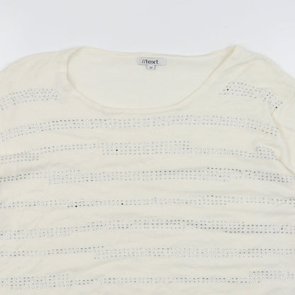Womens UK Size M Text White Basic T-Shirt