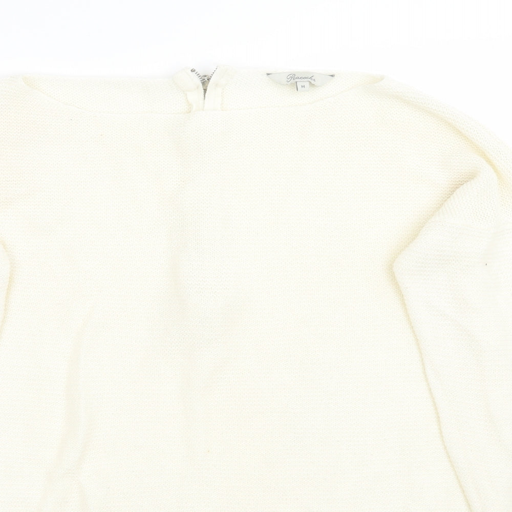 Womens UK Size M Peacocks White Pullover Jumper