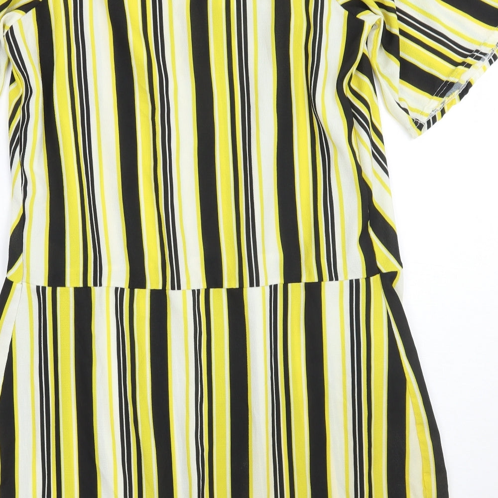 NEXT Womens Yellow Striped  A-Line  Size 10