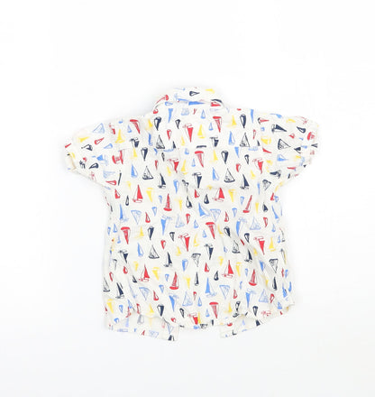 TU Boys White Geometric  Basic Button-Up Size 6-9 Months