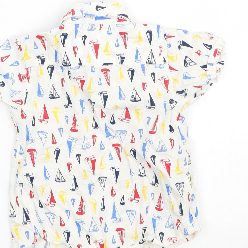 TU Boys White Geometric  Basic Button-Up Size 6-9 Months