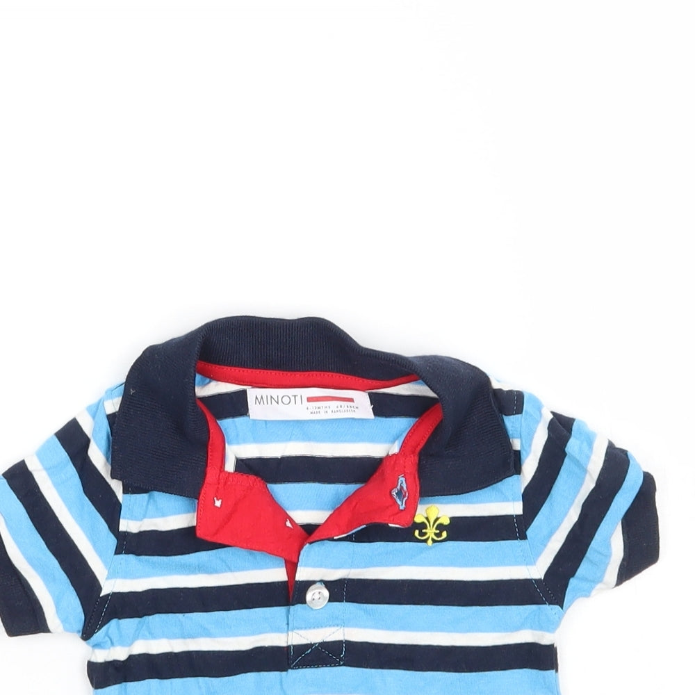 Minoti Boys Blue Striped  Basic Polo Size 9-12 Months