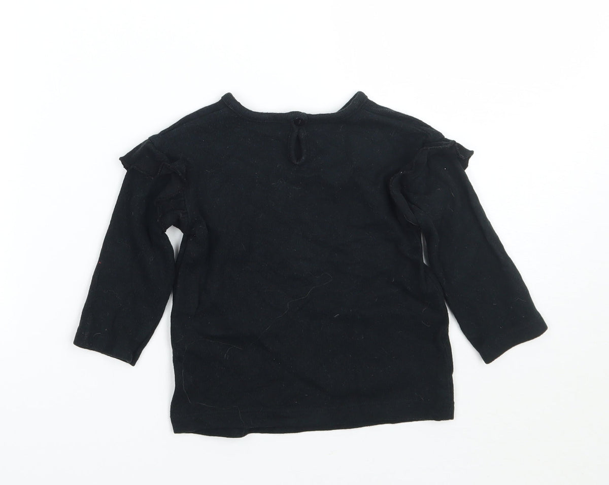 George Boys Black   Basic T-Shirt Size 9-12 Months