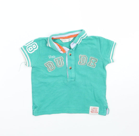 M&Co Boys Green   Basic Polo Size 6-9 Months