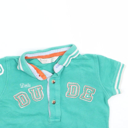 M&Co Boys Green   Basic Polo Size 6-9 Months