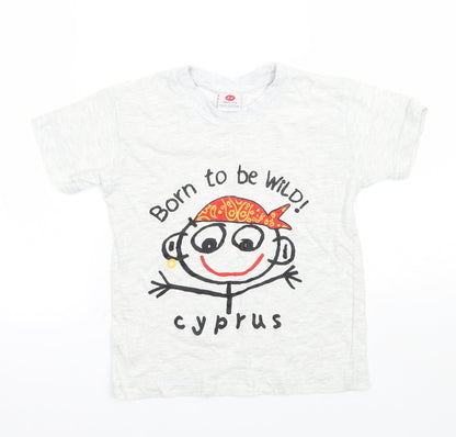 Preworn Boys Grey   Basic T-Shirt Size 3-4 Years