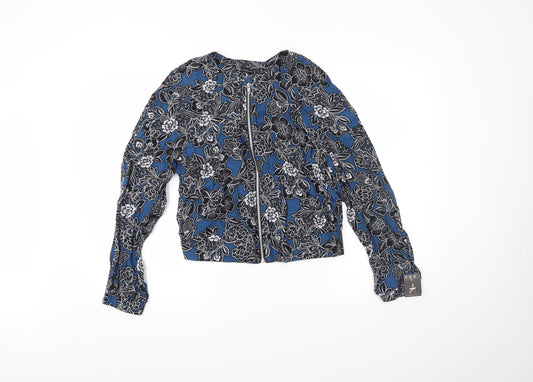 Primark Womens Blue Floral  Jacket Blazer Size 12