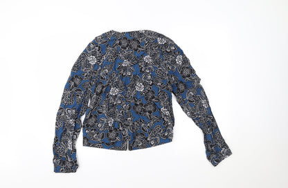 Primark Womens Blue Floral  Jacket Blazer Size 12