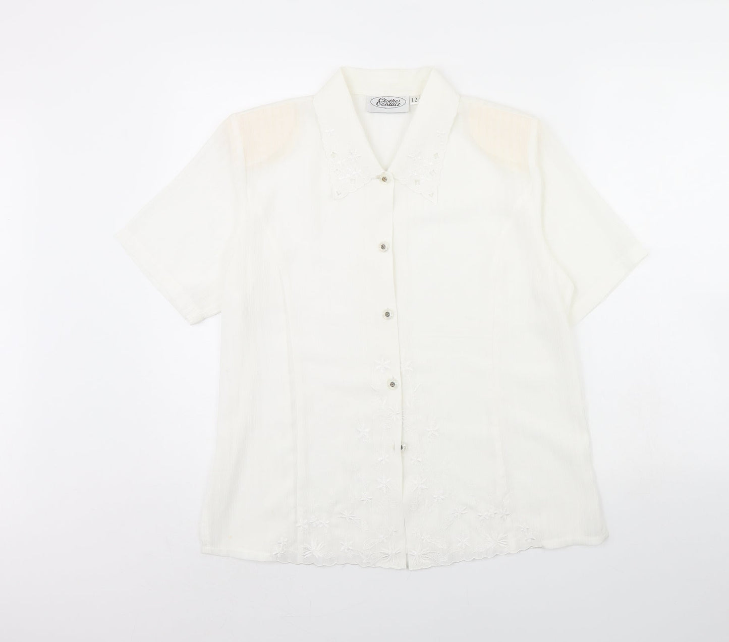 Womens UK Size 12 Clothes Contact White Basic Button-Up