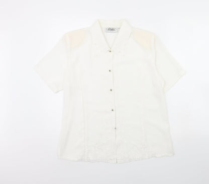 Womens UK Size 12 Clothes Contact White Basic Button-Up