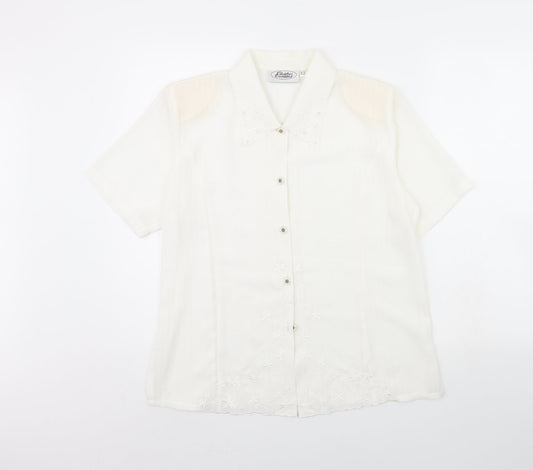 Womens UK Size 12 Clothes Contact White Basic Button-Up