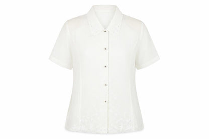 Womens UK Size 12 Clothes Contact White Basic Button-Up