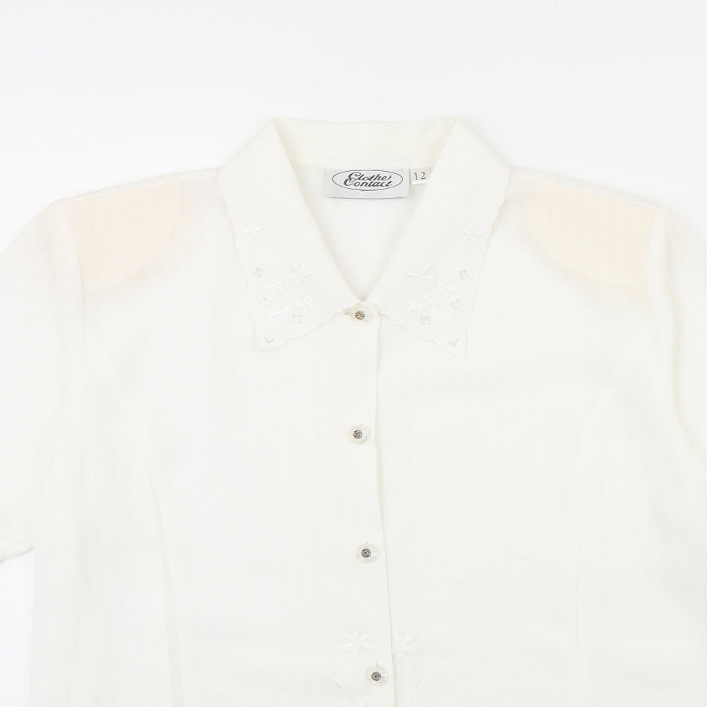 Womens UK Size 12 Clothes Contact White Basic Button-Up