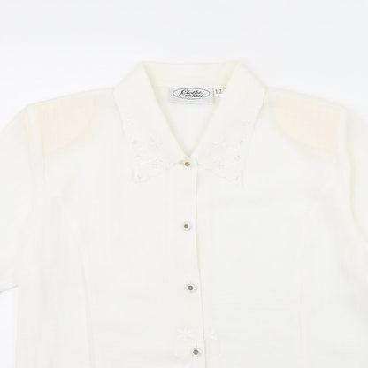 Womens UK Size 12 Clothes Contact White Basic Button-Up